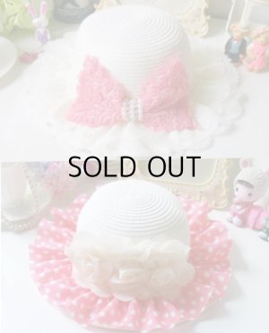 画像1: お買い上げ　3000円以上ご購入0円プレゼント🎁子供服　女の子　ドット＆リボンハット