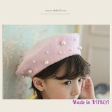 子供服 女の子 帽子【韓国子供服 Pastel】パールベレー帽