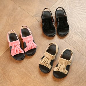 画像1: 子供服　女の子　靴　サンダル　【海外ブランド】フリンジスエードサンダル