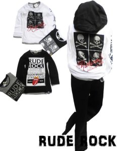 画像1: かっこよくおしゃれしたいなら♪【RUDE ROCK rude rock　ルードロック】　ドクロ＆ローリング　ロングＴシャツ　キッズ KIDS 　110cm 120cm 130cm 140cm 150cm 160cm (1)