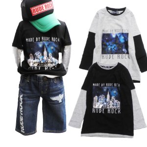 画像1: 【RUDE ROCK ルードロック】 新作！コスミックシティTee 重ね着風　夜の都会プリントがカッコイイ♪ (1)