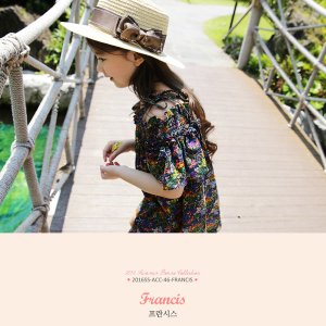 画像1: 子供服 女の子 帽子【韓国子供服】リボンハット (1)