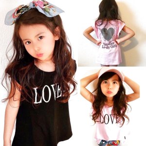 画像1: 背中のレースがセクシー♪【RAYALICE rayalice  レイアリス】　バックハートチュールレースTシャツ　 キッズ　KIDS　半袖　 120cm 130cm 140cm 150cm 160cm (1)