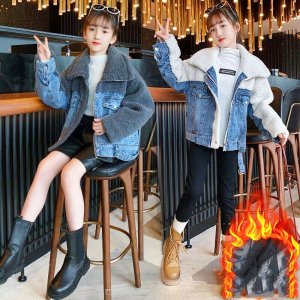 画像1: ＊子供服　女の子　男の子【海外ブランド】denimボアジャケット (1)