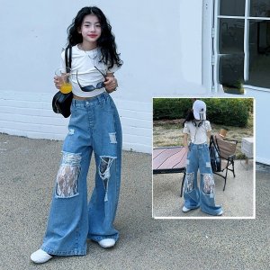 画像1: ＊子供服　女の子【海外ブランド】レースデニム (1)